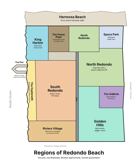 First-draft humor map of Redondo Beach